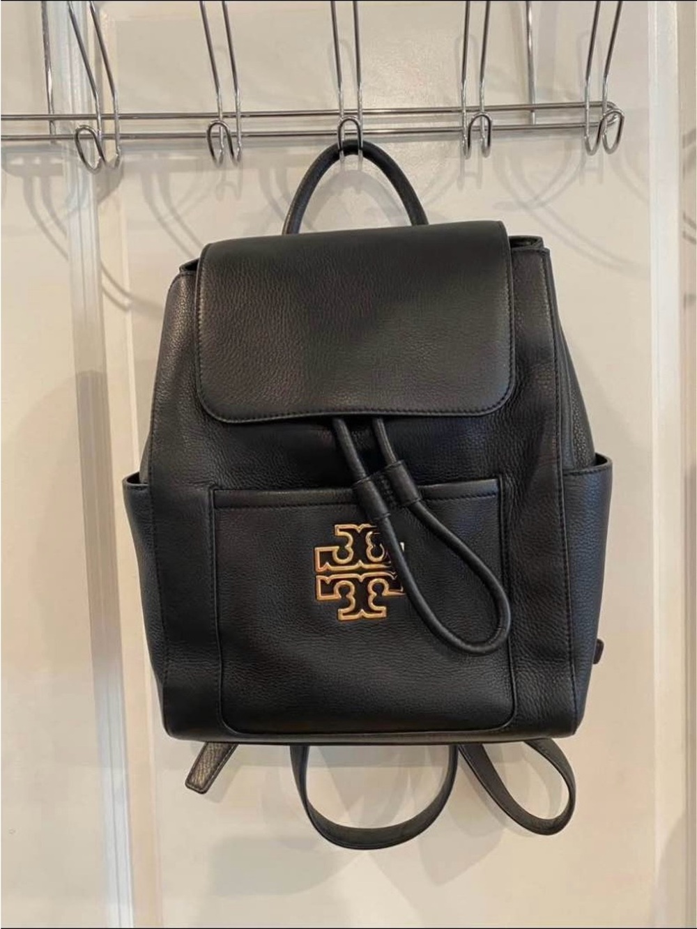 Tory Burch Britten black leather backpack purse